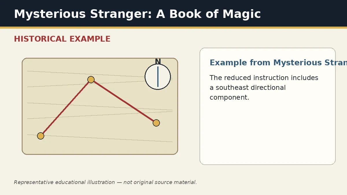 Representative example of Bearing / Direction as used in Mysterious Stranger: A Book of Magic