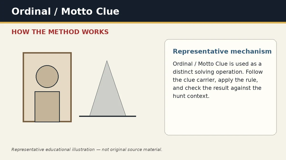 Representative educational illustration of Ordinal / Motto Clue