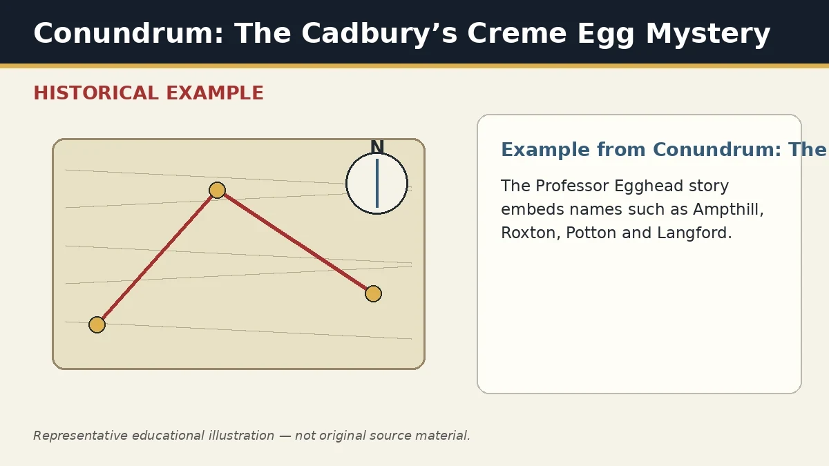 Representative example of Place-Name Extraction as used in Conundrum: The Cadbury’s Creme Egg Mystery