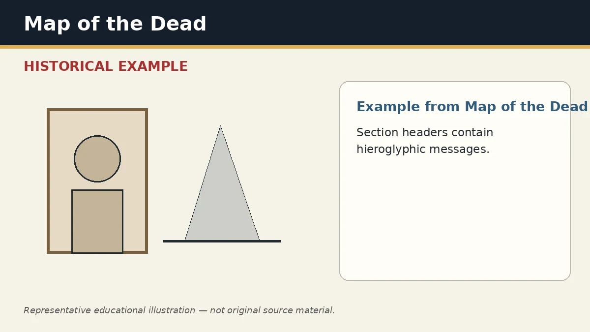 Representative example of Hieroglyph Translation as used in Map of the Dead