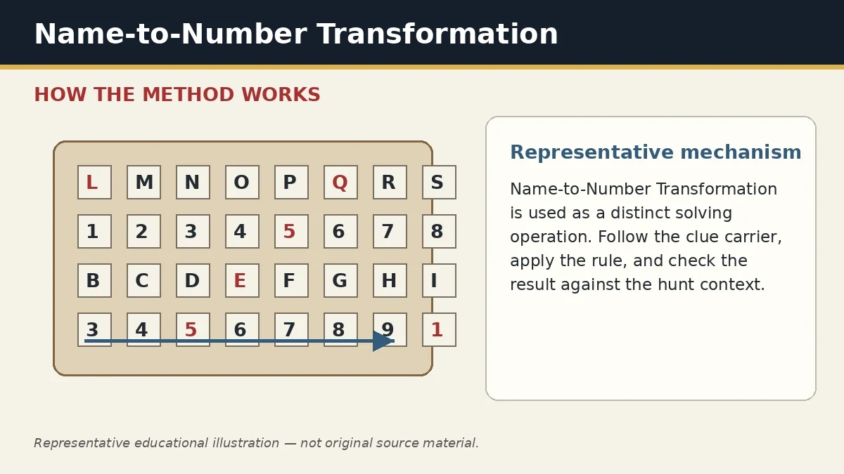 Representative educational illustration of Name-to-Number Transformation