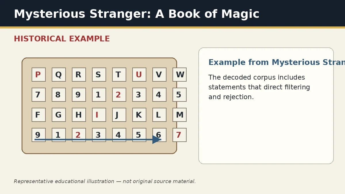 Representative example of Self-Referential Filtering as used in Mysterious Stranger: A Book of Magic