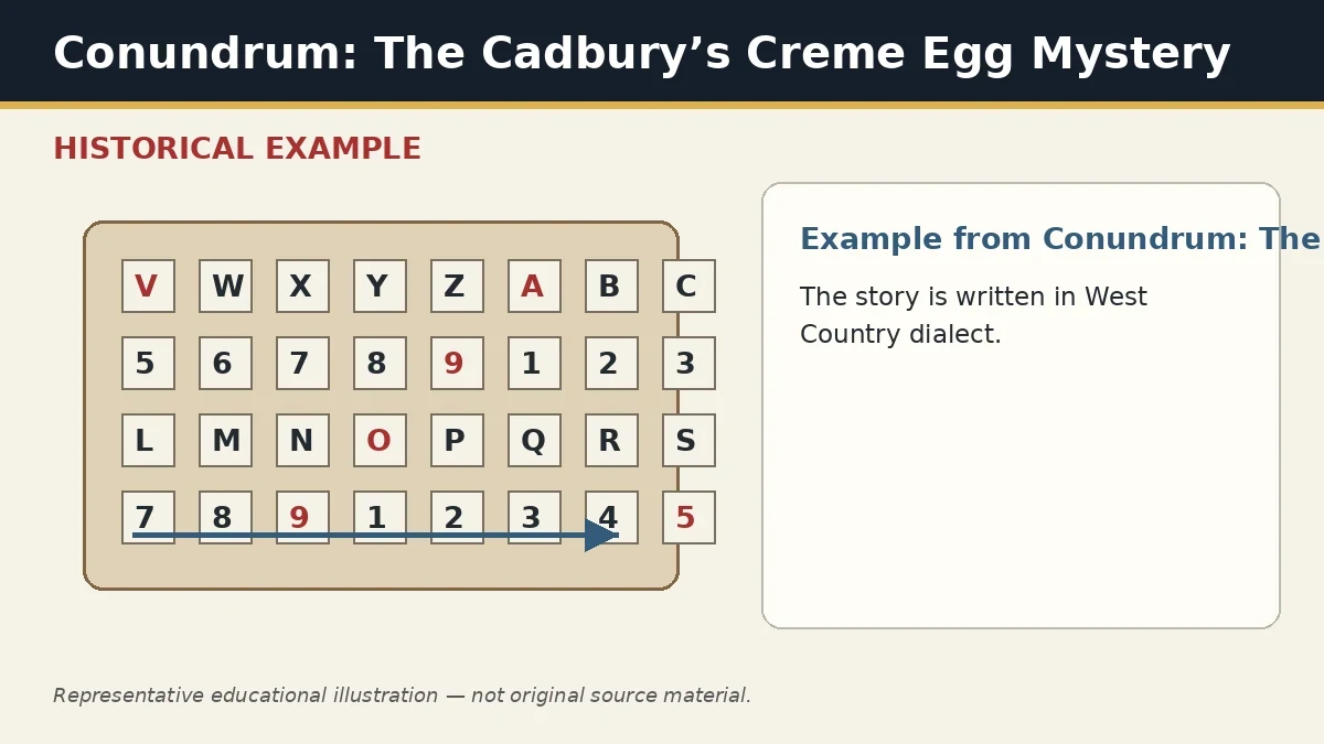 Representative example of Regional Dialect as used in Conundrum: The Cadbury’s Creme Egg Mystery