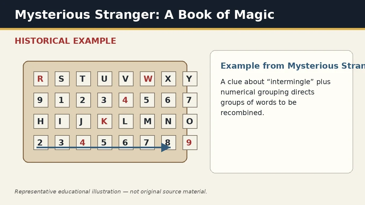 Representative example of Grouped Anagram / Intermingling as used in Mysterious Stranger: A Book of Magic
