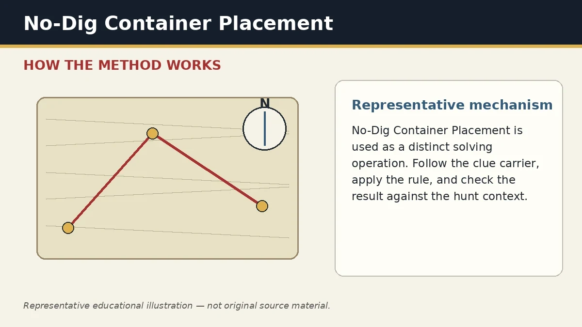 Representative educational illustration of No-Dig Container Placement