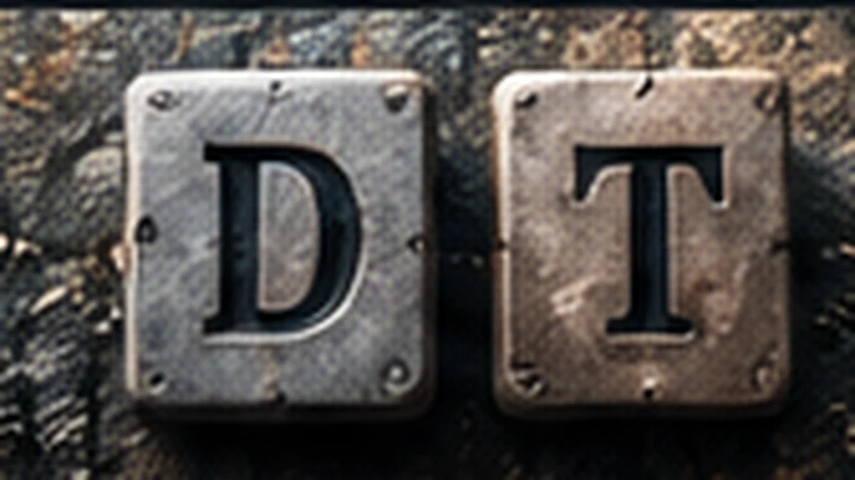 Distinct D and T letter tiles arranged as a pattern study.