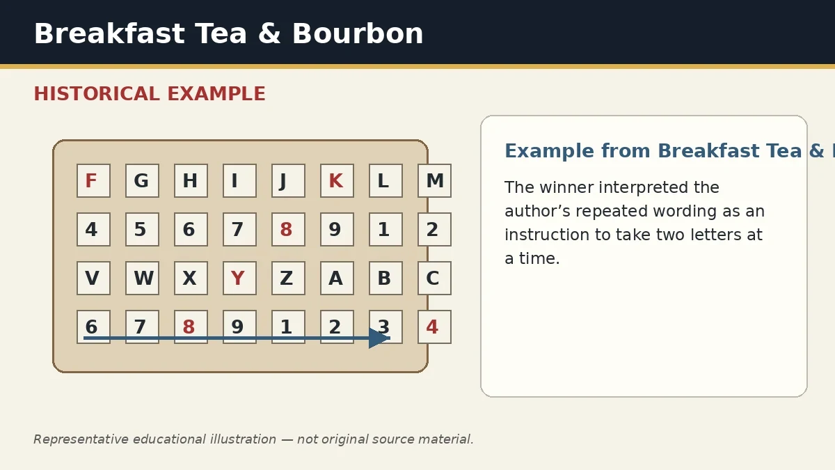 Representative example of First-Two-Letters Extraction as used in Breakfast Tea & Bourbon