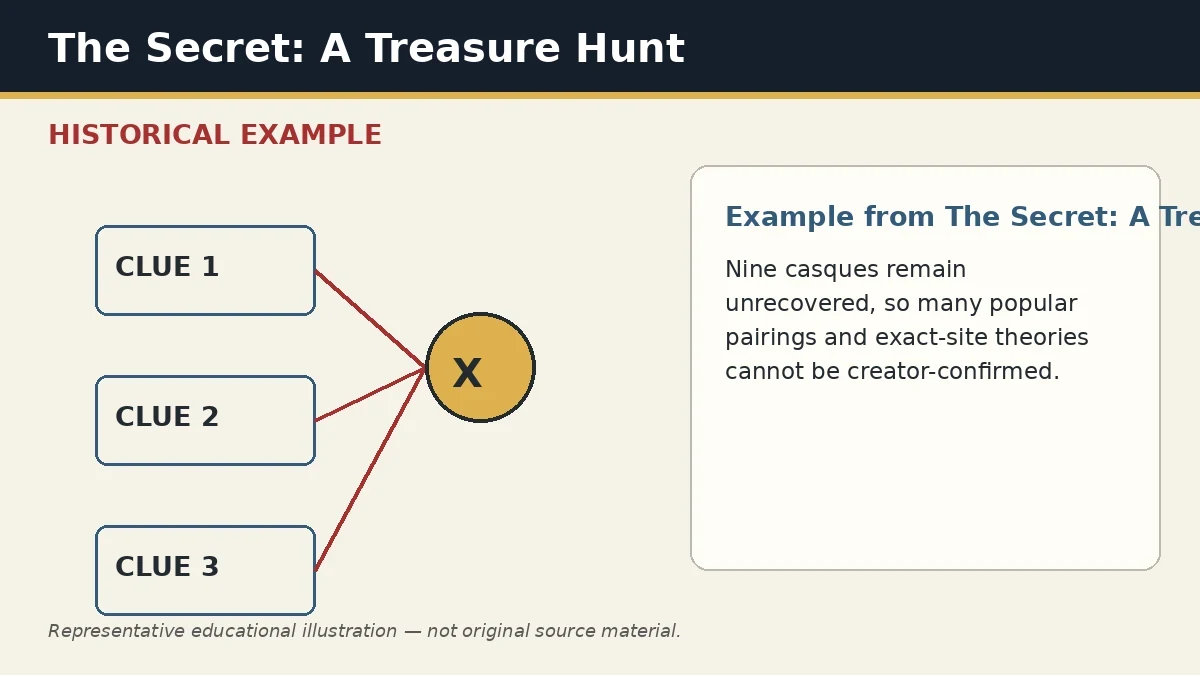 Representative example of Observation vs Interpretation vs Confirmation as used in The Secret: A Treasure Hunt
