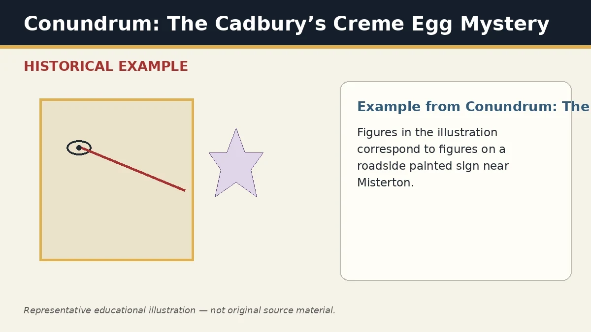 Representative example of Roadside Sign Matching as used in Conundrum: The Cadbury’s Creme Egg Mystery