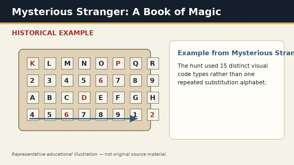 Representative example of Multiple Visual Alphabets as used in Mysterious Stranger: A Book of Magic