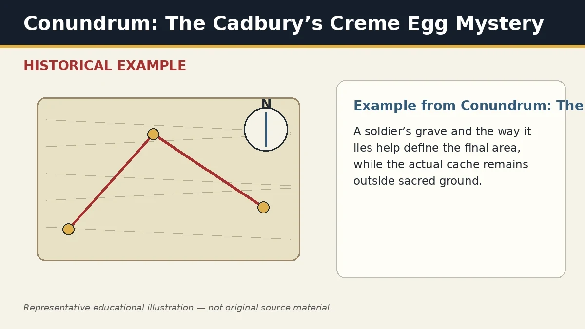 Representative example of Grave / Orientation Pointer as used in Conundrum: The Cadbury’s Creme Egg Mystery