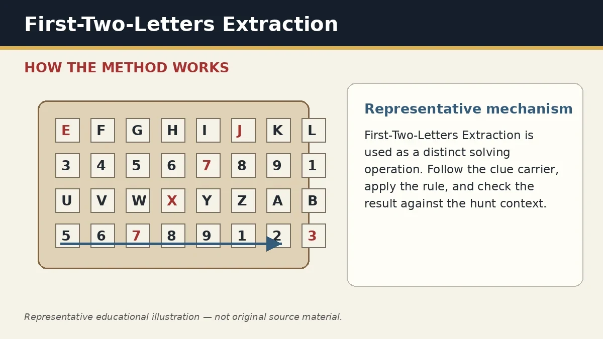 Representative educational illustration of First-Two-Letters Extraction