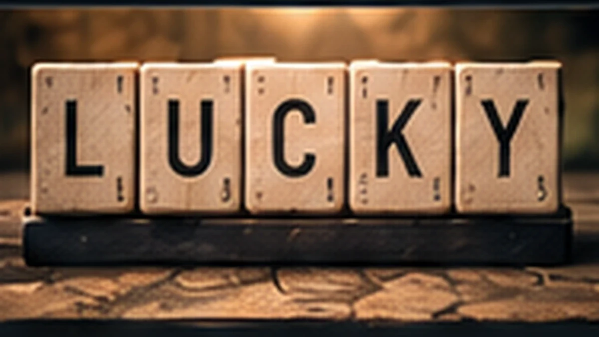 Letter blocks spelling LUCKY.