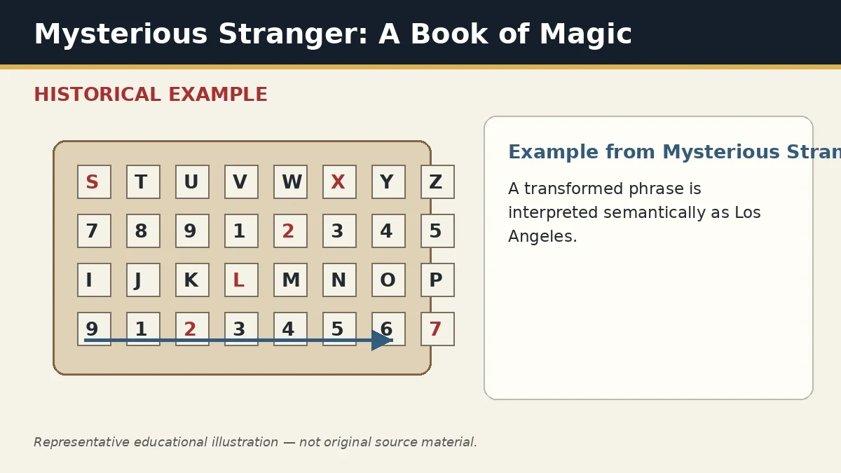 Representative example of Semantic City Alias as used in Mysterious Stranger: A Book of Magic